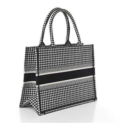 christian dior houndstooth purse|Small Dior Book Tote Black and White Houndstooth .